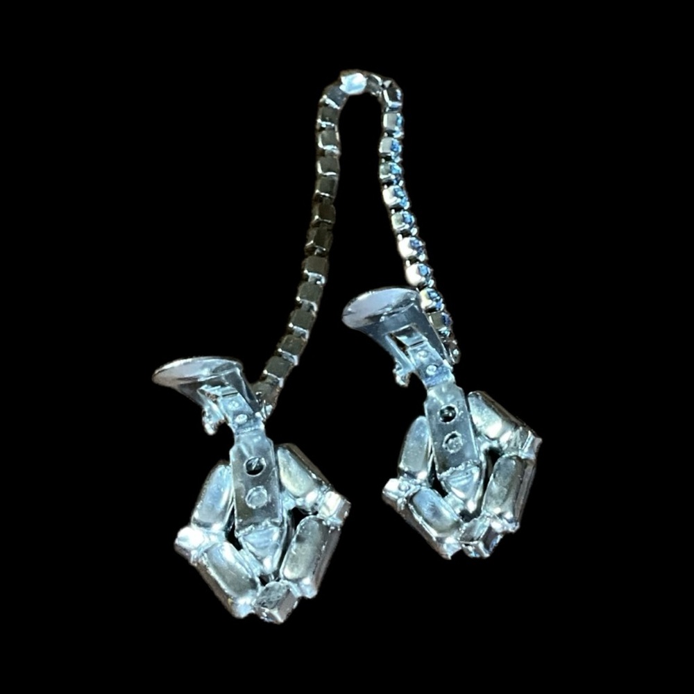 Sparkling Faceted Blue Stones Sweater Guard Collar Clip Vintage Unsigned - Picture 7 of 9